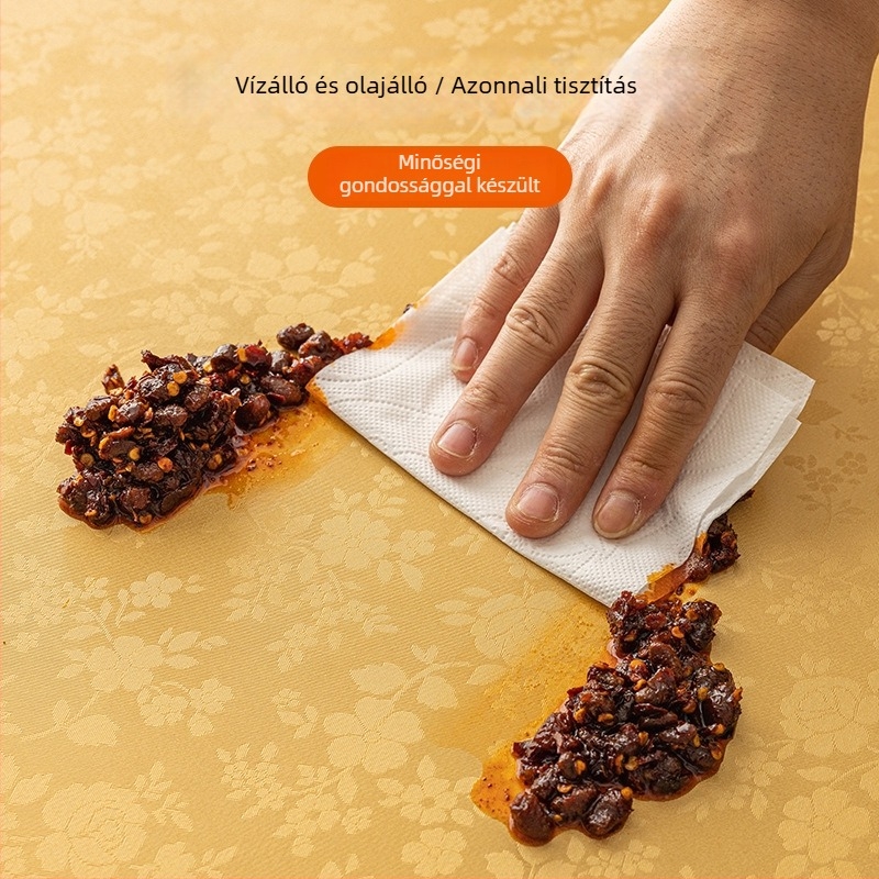 Négyzet alakú PVC asztalterítő, vízálló, por- és olajálló, modern minimalist stílusú, növények és virágok mintával.