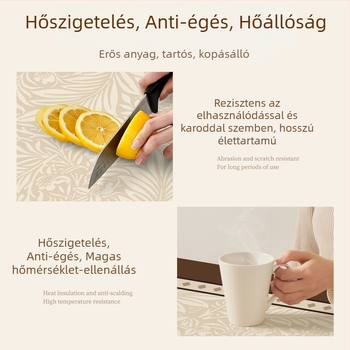 Asztal alátét – Light Luxury stílus, vízálló, olajálló és hőálló, téglalap alakú, növény- és virágmintás, anyag Cortical