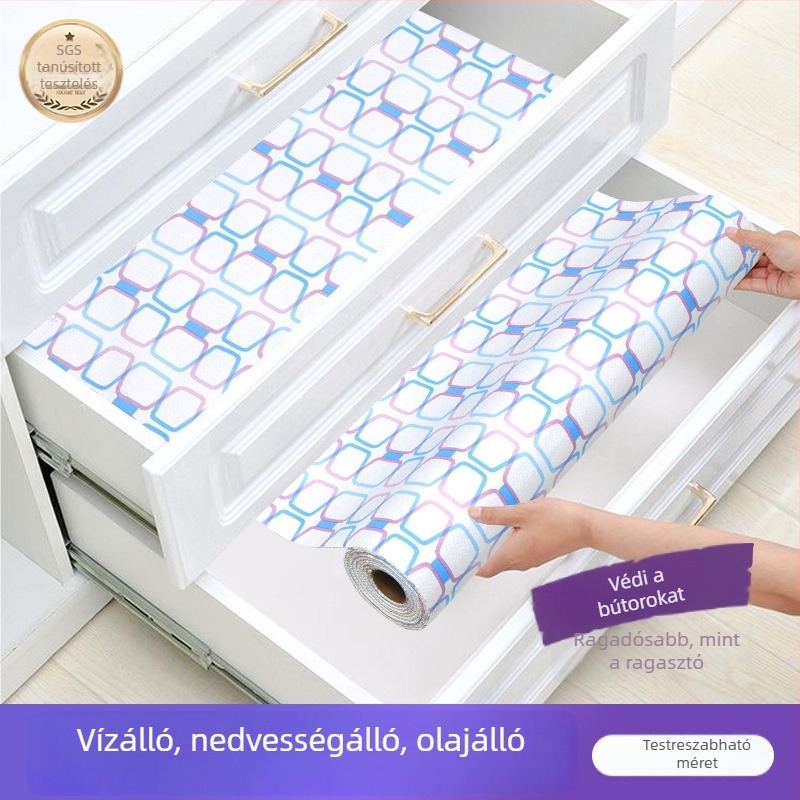 PVC szekrény- és fiókalátét, csúszásmentes, vízálló és olajálló, méretre vágható