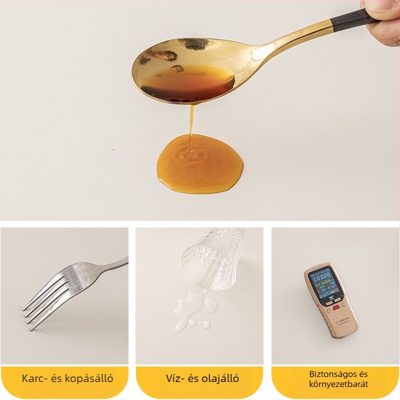 Otthoni kerek asztalterítő, rugalmas, műbőrhatású, mosható, porvédő és csúszásmentes, modern minimalista egyszínű