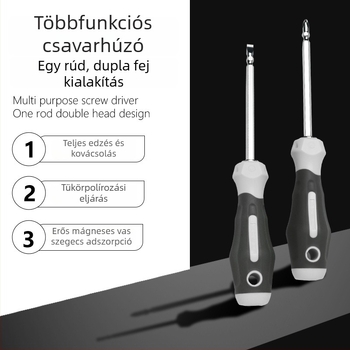 Multifunkcionális csavarhúzó lapos, kereszthornyú és Torx fejjel, mágneses, dupla végű, kézi szerelőeszköz