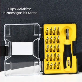 Deli DL1021D elektronikus precíziós karbantartó csavarhúzókészlet, 21 darab, mágneses, króm-vanádium acél hegyek