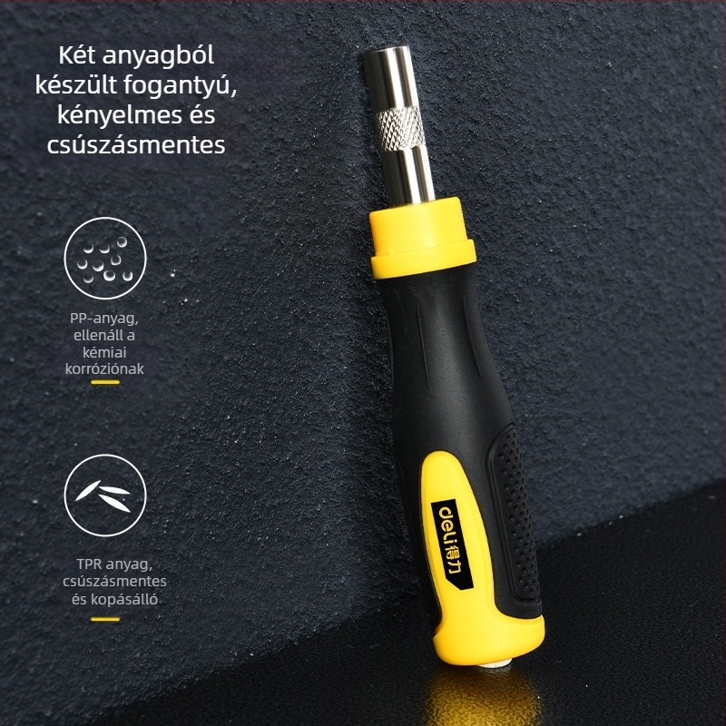 Deli DL1021D elektronikus precíziós karbantartó csavarhúzókészlet, 21 darab, mágneses, króm-vanádium acél hegyek
