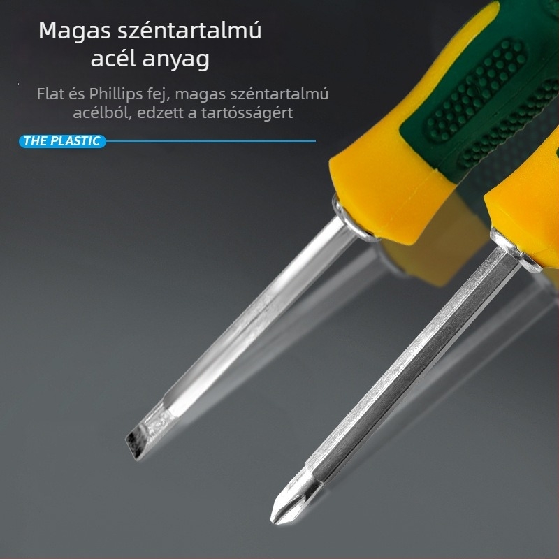 Ipari színvonalú csavarhúzó Phillips és lapos fejű, mágneses és izolált, No.45 acél edzett, 0.0825 kg