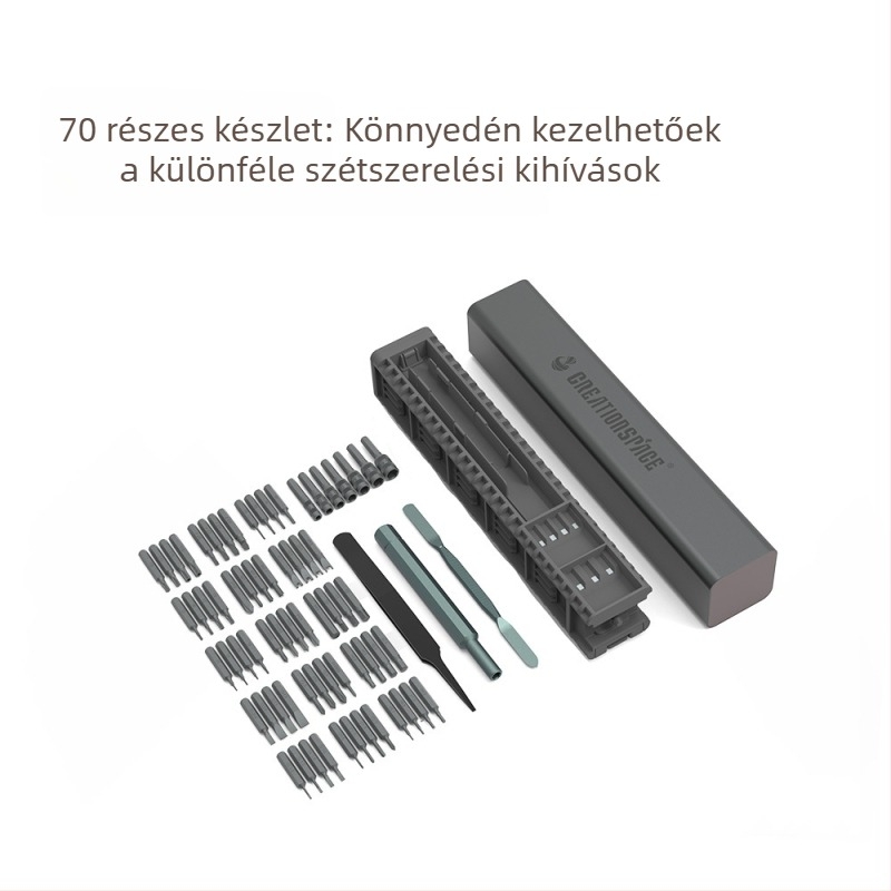 70-in-1 kézi csavarhúzó készlet mobiltelefon és számítógép javításhoz — mágneses, S2 ötvözetű szerszám