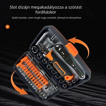 38–in–1 csattogó csavarhúzó készlet háztartási javításokhoz, fej Cr-V acélból, maximális nyomaték 180 N·m, mágneses vég, márka 2880A