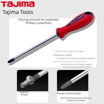 TAJIMA EL sorozat mágneses Philips csavarhúzó puha gumis markolat, Cr-V acél, 3 mm fej