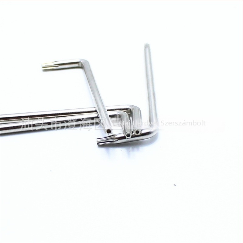 Lyukas Torx csavarhúzó, T6-T30, L-alakú kéttagú csavarhúzó edzett kulccsal