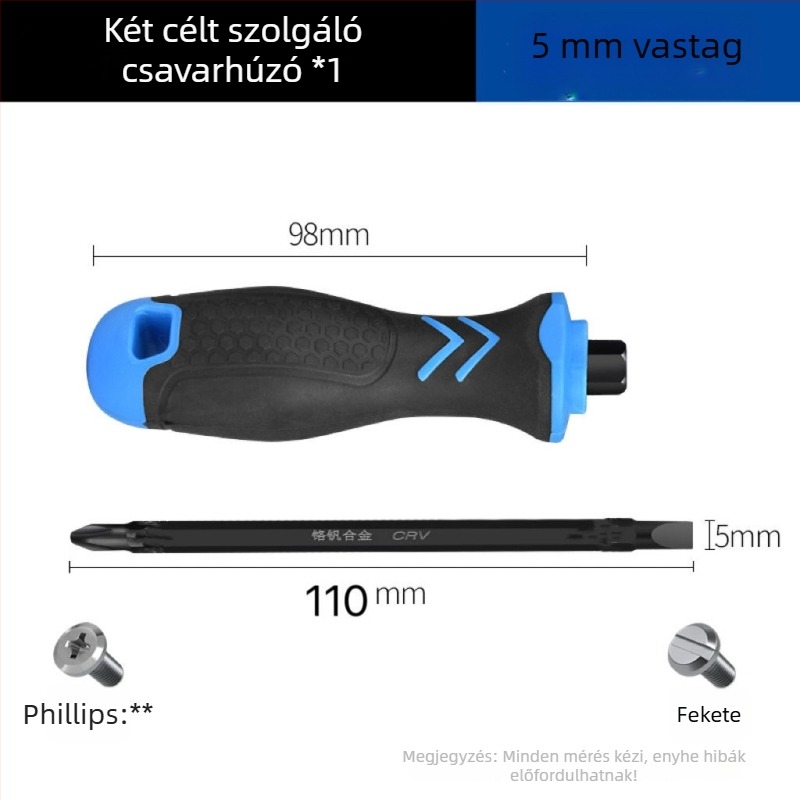 Keresztfejű csavarhúzó, műanyag kivitel