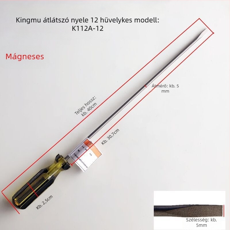 Jingmu K112 laposfejű csavarhúzó, Cr-V acél, szigetelt és mágneses, tömege 150 g