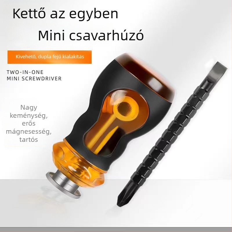 Jiro mini sokoldalú csavarhúzó visszahúzható kereszttel fejjel, rövid nyél, kettős használat
