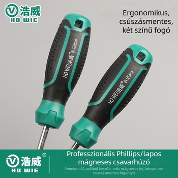 Haowei csavarhúzó készlet: króm-vanádium acélból, szigetelt, mágneses, gumírozott markolattal, kereszthorny és egyenes fejű csavarhúzók