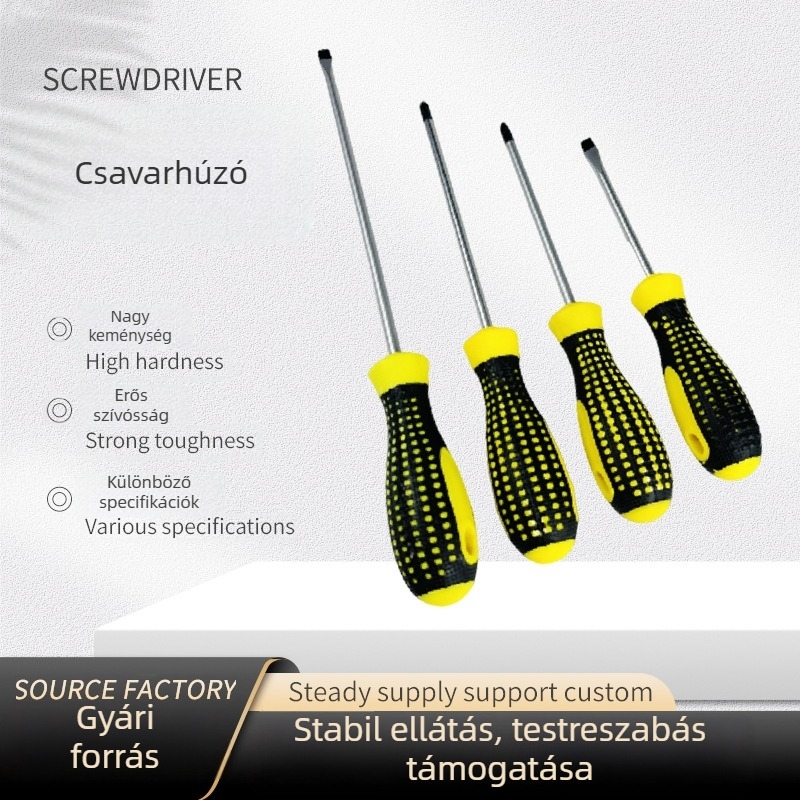 4 hüvelykes Philips csavarhúzó, mágneses, csúszásmentes markolattal, króm-vanádium acélból