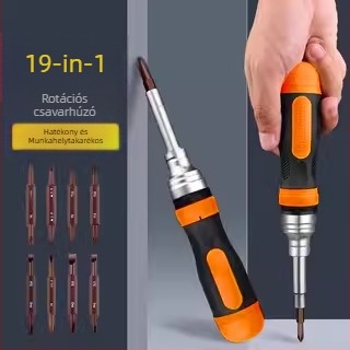 Mágneses ratchet mechanizmusú csavarhúzó-készlet kettős fejessel (kereszt- és egyenes fej) – ipari minőség, szigetelt, S2 szerszámacél
