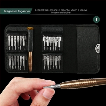 25 darabos Phillips csavarhúzó készlet elektronikai eszközökhöz, szigetelt, szénacél, 125 g, szemüveg, óra, telefon és iPad számára