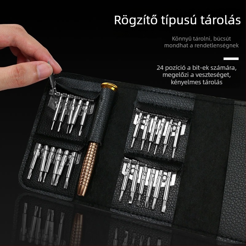 25 darabos Phillips csavarhúzó készlet elektronikai eszközökhöz, szigetelt, szénacél, 125 g, szemüveg, óra, telefon és iPad számára