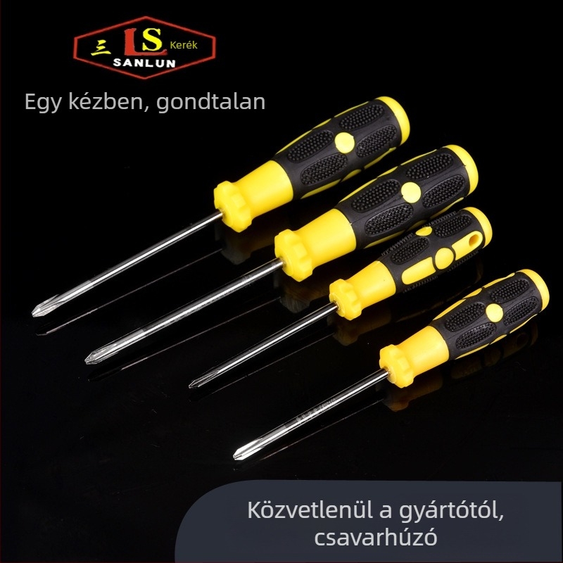 Többcélú csavarhúzó lapos és kereszthfejű kivitelben, króm-vanádium acélból, teleszkópos hossz 120–280 mm, tengely Ø4–6 mm, ABS markolat, megfelel Ø4–8 mm csavarokhoz