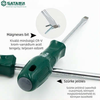 Shida csavarhúzó készlet: Phillips- és lapos fejű, nikkel-krom ötvözetből, szigetelés nélkül, nem mágneses