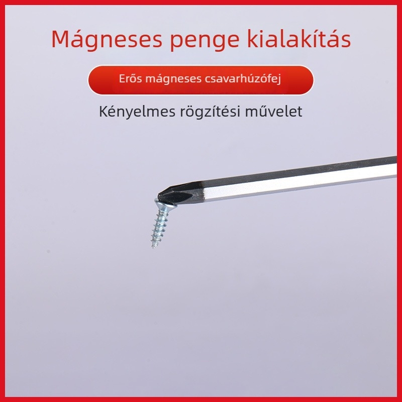 Ipari szintű ütéses csavarhúzó, nagy erősségű Cr-V acélból, mágneses és szigetelt, kompatibilis laposfejű és Phillips tipusu bit-ekhez