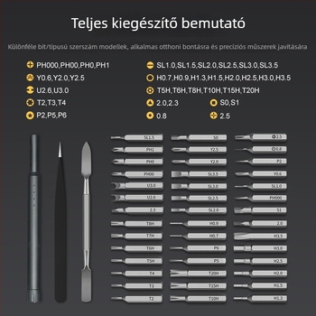 44 az 1-ben precíz csavarhúzó készlet a mobilt és számítógépek javításához – mágneses, CR-V acélból, súly 0.25, szigetelés nélkül
