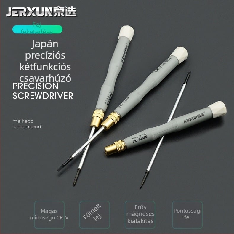 Jingxuan kettős végű precíziós csavarhúzó készlet: keresztes és lapos fej, mágneses, Cr-V acél