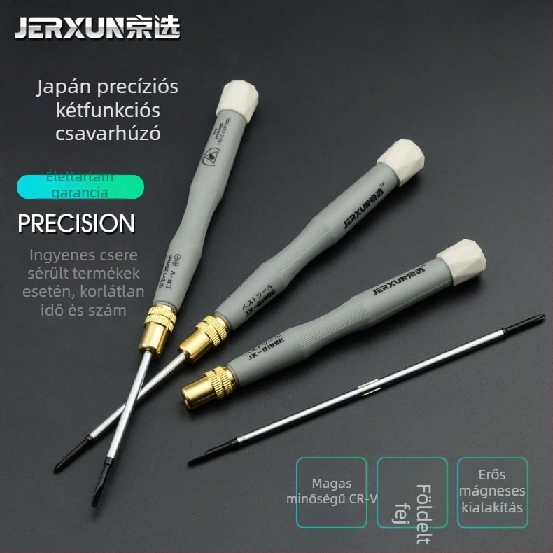 Jingxuan kettős végű precíziós csavarhúzó készlet: keresztes és lapos fej, mágneses, Cr-V acél