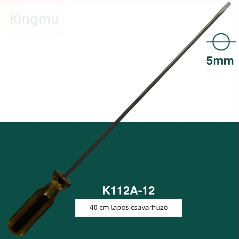 Kyomu K112A javító csavarhúzó, egyenes fejű, szigetelt és mágneses, króm-vanádium acél, gyanta markolatú