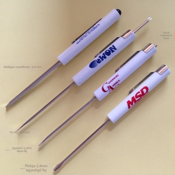 Mini precíziós csavarhúzó, dupla fejű, toll-stílusú, szénacél