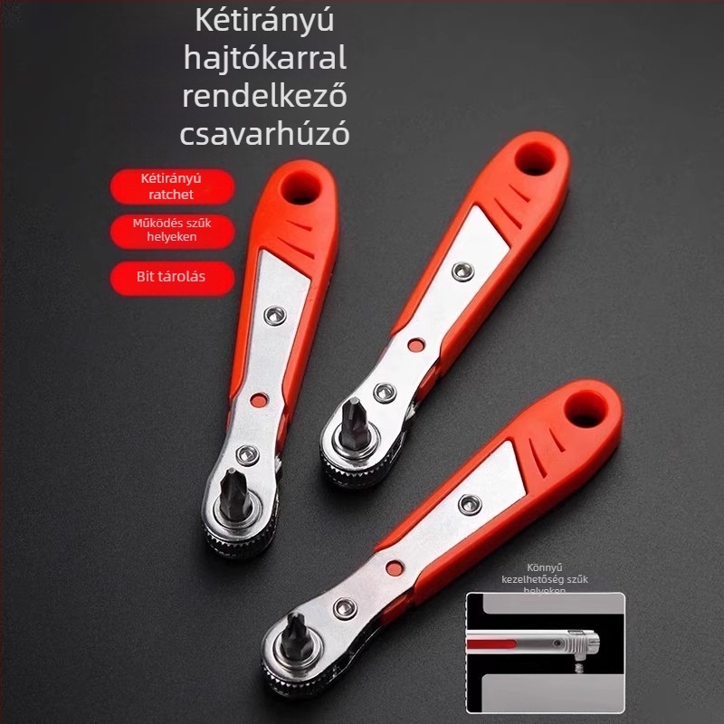 Derékszögű mágneses csavarhúzó készlet, keresztes és lapos rövid bitekkel, 25 N·m maximális nyomaték, szénacél penge, mágneses, szigetelt