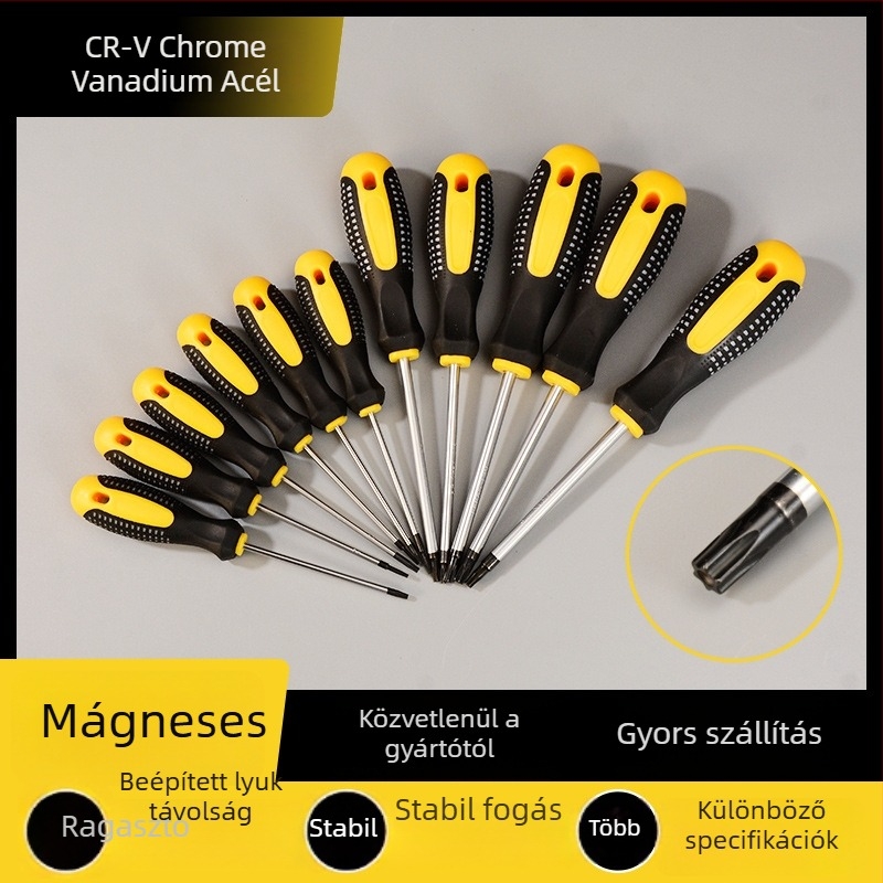 LIHODA Torx csavarhúzó készlet plum virág fejjel, izolált és mágneses, króm-vanádium acélból, teljes készlet T5-T30