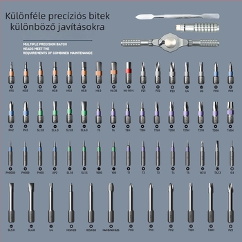 Peng Hui 65-in-1 ratchet csavarhúzó készlet, S2 acél bitek, mágneses, max. 40 N·m