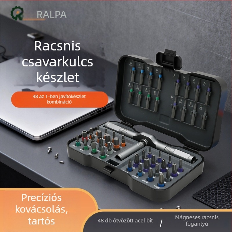 48-in-1 ratchet csavarhúzó készlet, S2 acél, háztartási kulcs- és csavarhúzó készlet