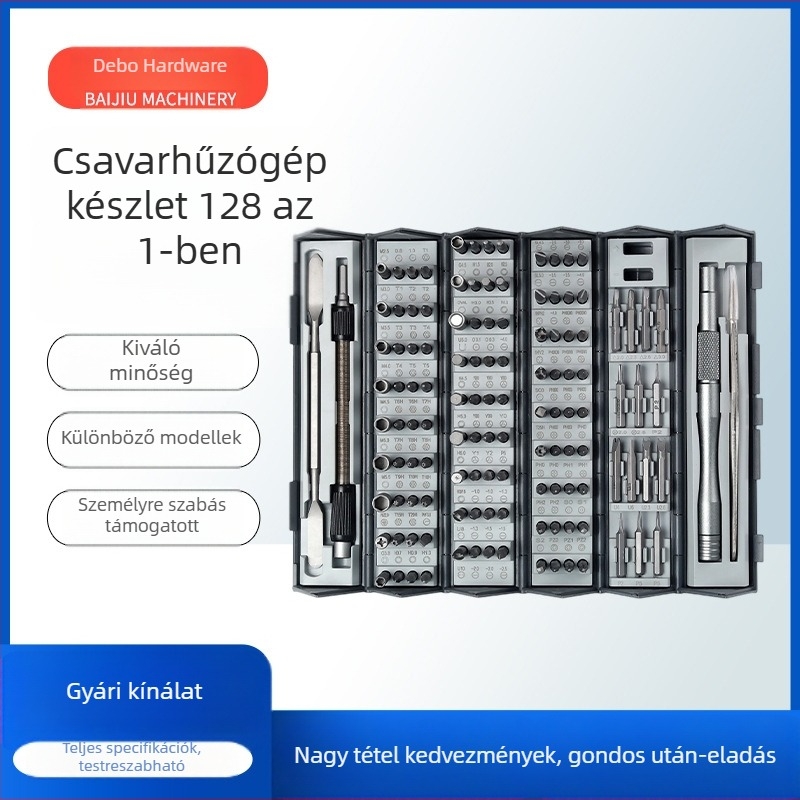 Debo hardware 128-in-1 csavarhúzó készlet otthoni javításhoz, hengeres hordozható kialakítás, professzionális, többfunkciós, S2 szerszámacél