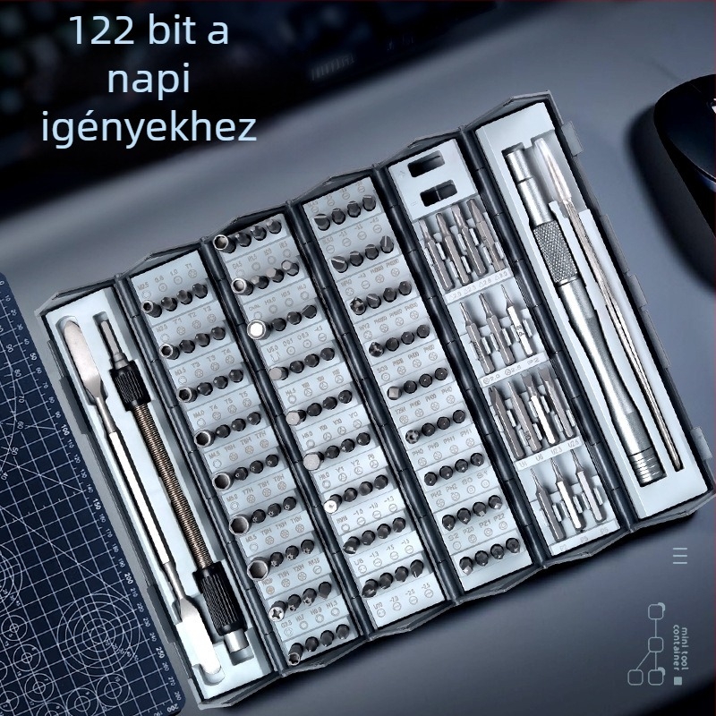 Debo hardware 128-in-1 csavarhúzó készlet otthoni javításhoz, hengeres hordozható kialakítás, professzionális, többfunkciós, S2 szerszámacél