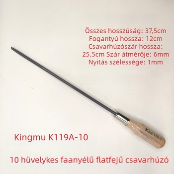 Fa markolatú csavarhúzó, S2 szerszámacél, mágneses, lapos fej, K118A/K119A, 150 g