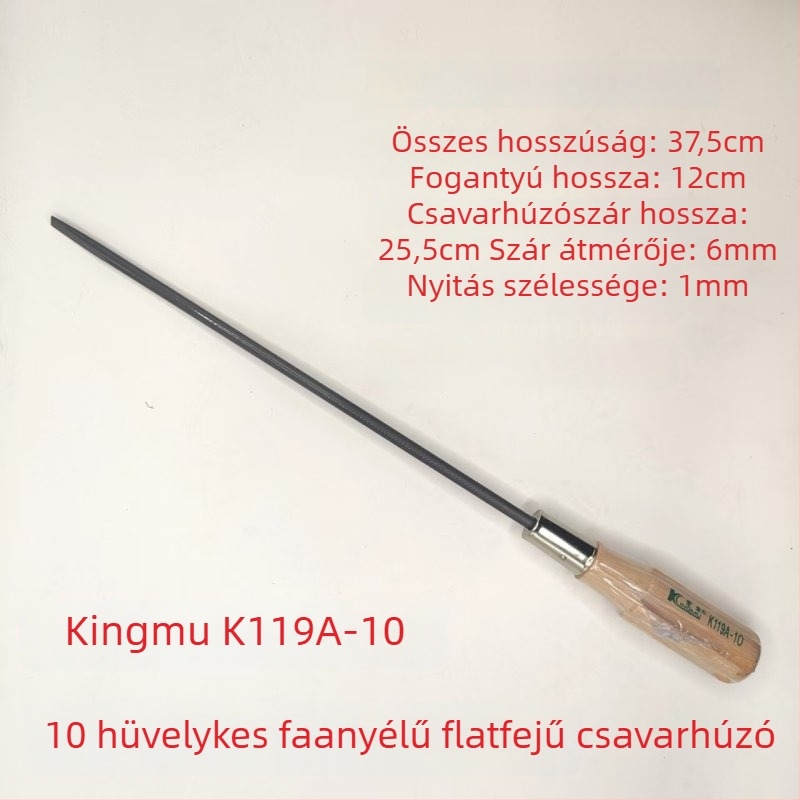Fa markolatú csavarhúzó, S2 szerszámacél, mágneses, lapos fej, K118A/K119A, 150 g
