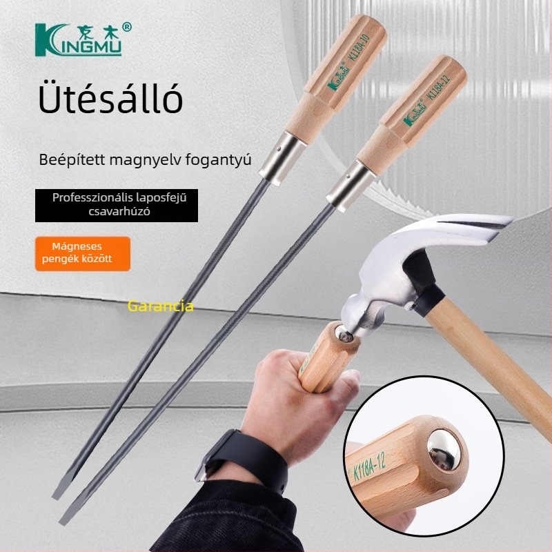 Fa markolatú csavarhúzó, S2 szerszámacél, mágneses, lapos fej, K118A/K119A, 150 g