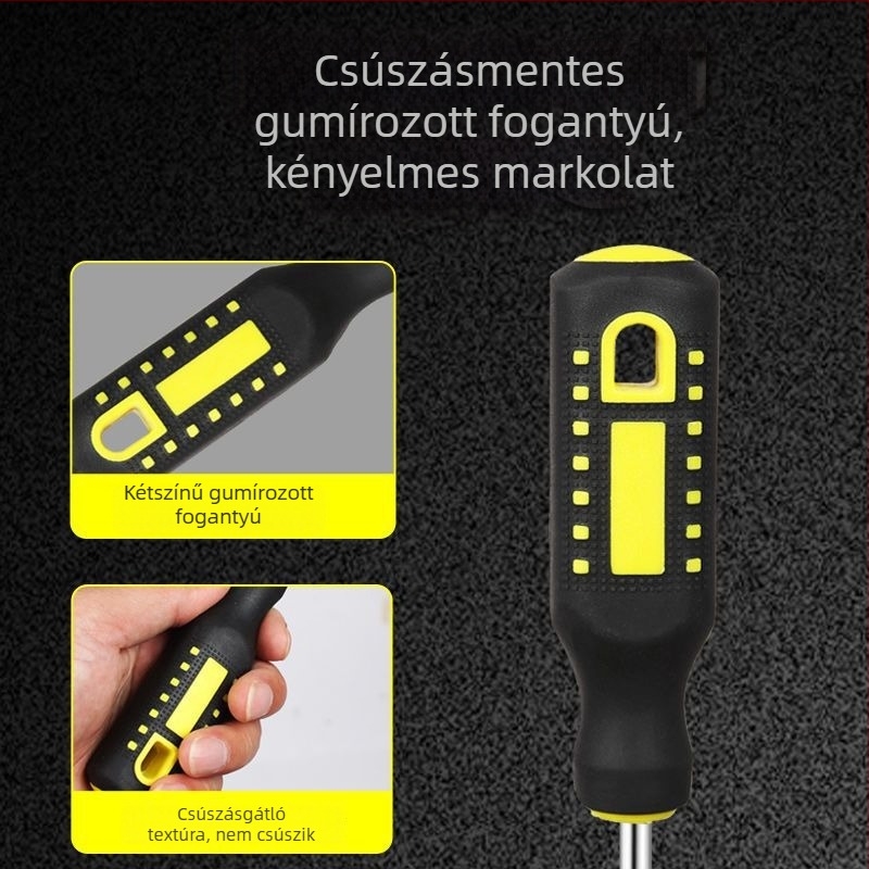 Keresztfejű mágneses csavarhúzó króm-vanádium acélból, ergonómikus markolattal
