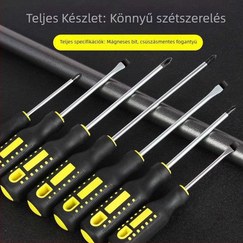 Keresztfejű mágneses csavarhúzó króm-vanádium acélból, ergonómikus markolattal