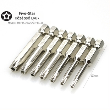 7 darabos Torx bit készlet 1/4 hüvelykes meghajtóval, mágneses, S2 szerszámacél, Katar/Qida