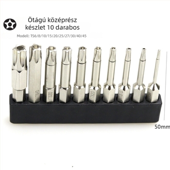7 darabos Torx bit készlet 1/4 hüvelykes meghajtóval, mágneses, S2 szerszámacél, Katar/Qida