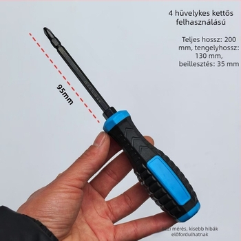 Kétfejű csavarhúzó PH2 kereszt- és egyenes vég, állítható fej, 2 az 1-ben multifunkciós szerszám