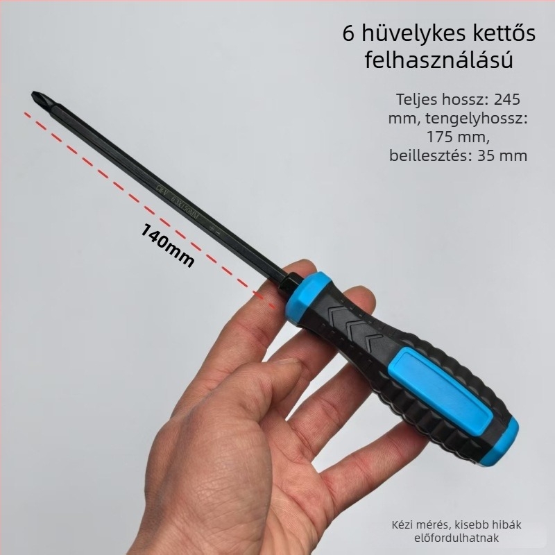 Kétfejű csavarhúzó PH2 kereszt- és egyenes vég, állítható fej, 2 az 1-ben multifunkciós szerszám