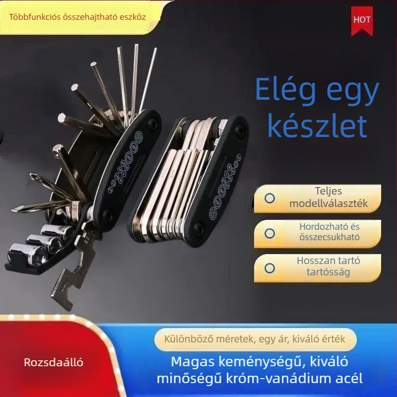 Összecsukható csavarhúzó készlet hex kulcsokkal - Többcélú eszköz, magas széntartalmú acélból, Phillips fej
