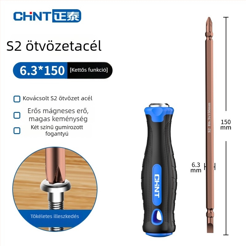 Chint többfunkciós csavarhúzó készlet lapos- és keresztfejű, mágneses és szigetelt CR-V acélból, PP markolat