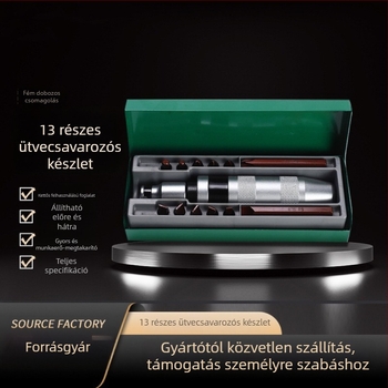 13 részes ütőcsavarhúzó készlet CR-V rozsdamentes acélból, mágneses, nem szigetelt, súly 24,55 g