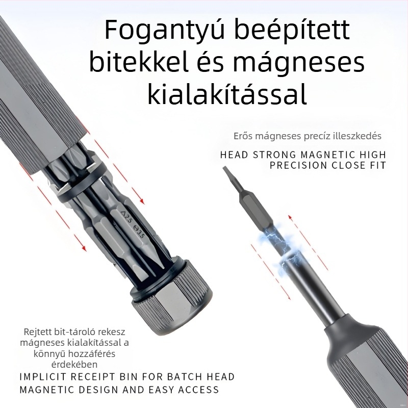 Precíziós csavarhúzó készlet S2 acél mágneses bitfejekkel, hordozható multifunkcionális otthoni javítóeszköz