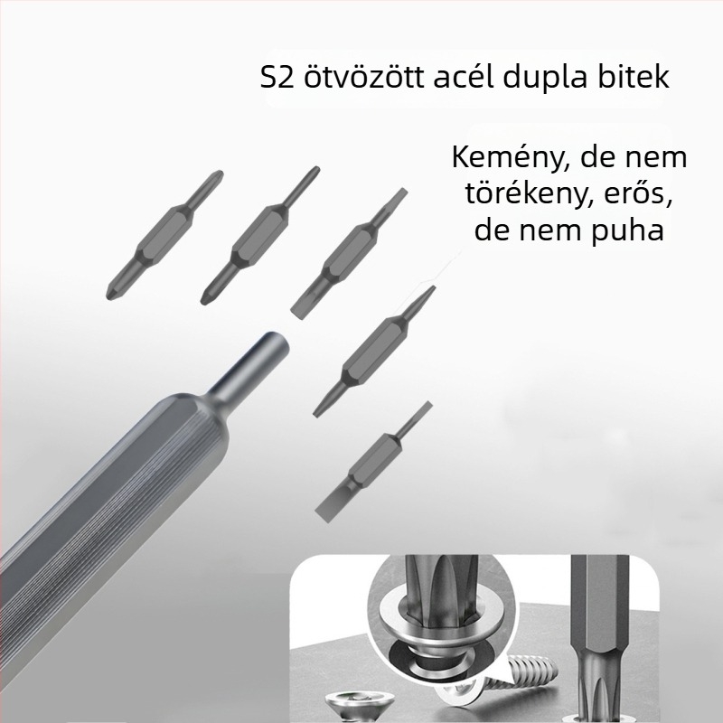 Precíziós csavarhúzó készlet S2 acél mágneses bitfejekkel, hordozható multifunkcionális otthoni javítóeszköz