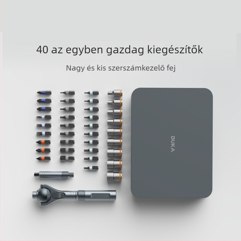 Duke RS2 40-in-1 racsnis csavarhúzó készlet mágneses bitekkel, S2 ötvözetű acélból, univerzális racsnis fogantyú