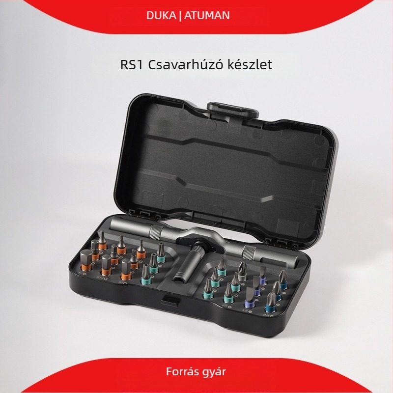 Duke RS2 40-in-1 racsnis csavarhúzó készlet mágneses bitekkel, S2 ötvözetű acélból, univerzális racsnis fogantyú